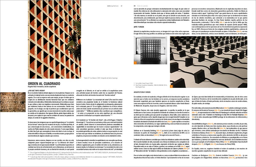 dos páginas del artículo sobre el orden y la simetría en la arquitectura y el arte