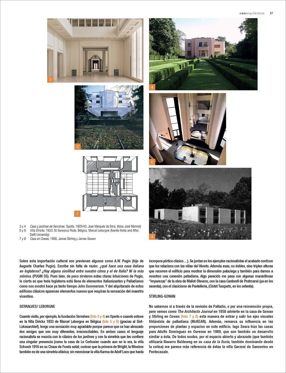 Una página de la revista del artículo sobre la influencia de Andrea Palladio en la arquitectura moderna