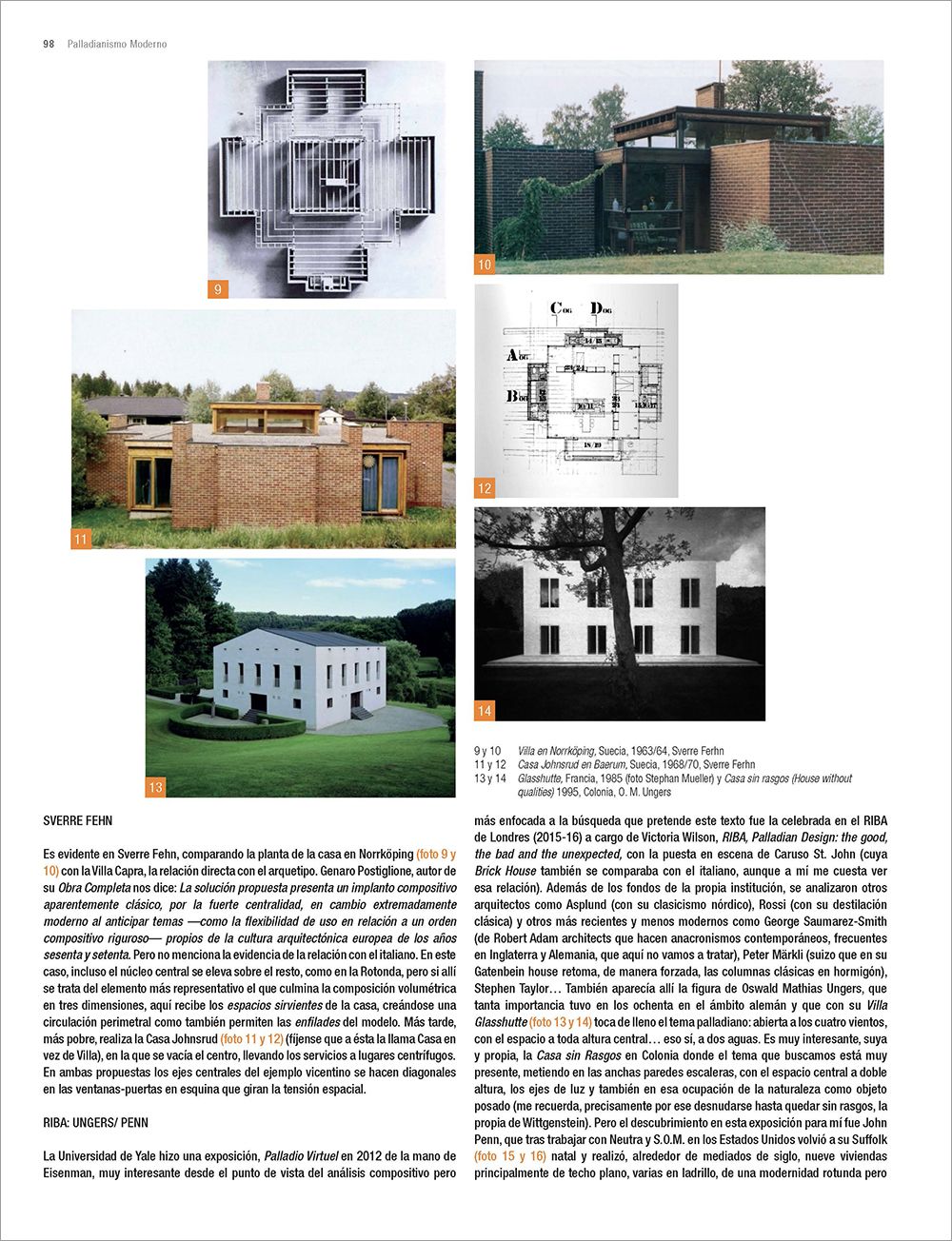 Una página de la revista del artículo sobre la influencia de Andrea Palladio en la arquitectura moderna