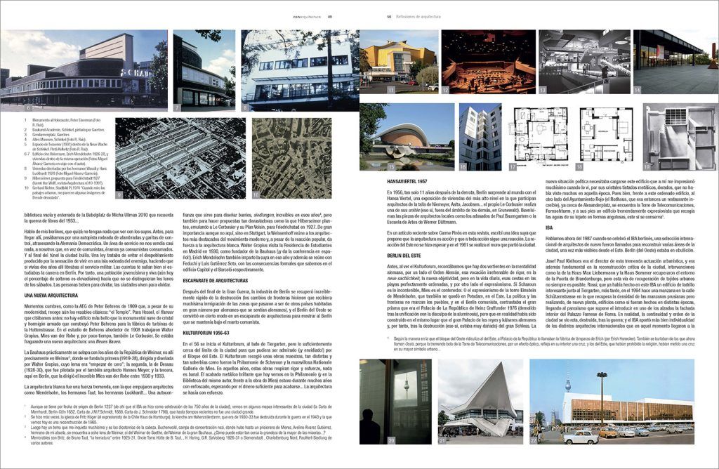 Pliego del artículo en la revista sobre Arquitectura de Berlín, cielos rojos sobre el paraíso