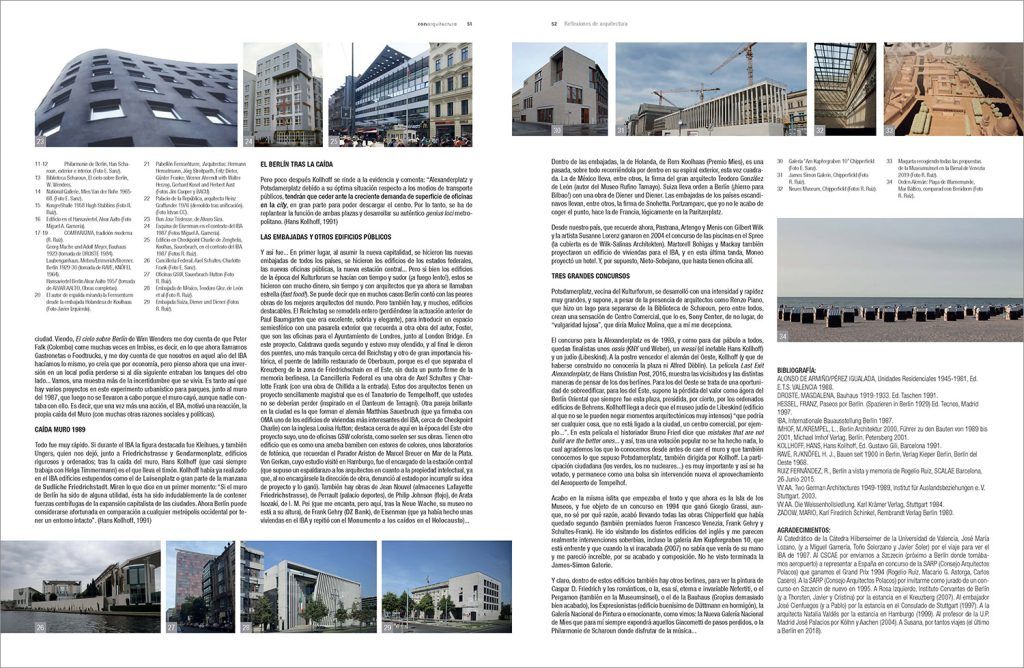 Pliego del artículo en la revista sobre Arquitectura de Berlín, cielos rojos sobre el paraíso