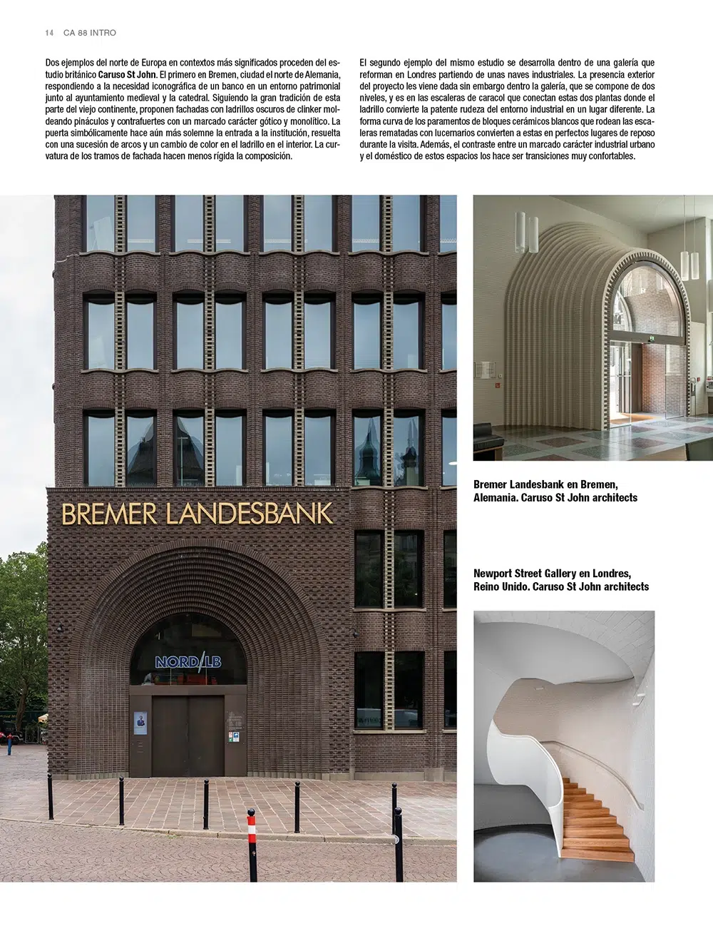 Página del artículo sobre fotografía de arquitectura publicado en la revista ca88