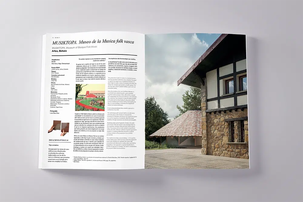 Vista de dos páginas en papel de la revista conarquitectura 94: otros formatos cerámicos