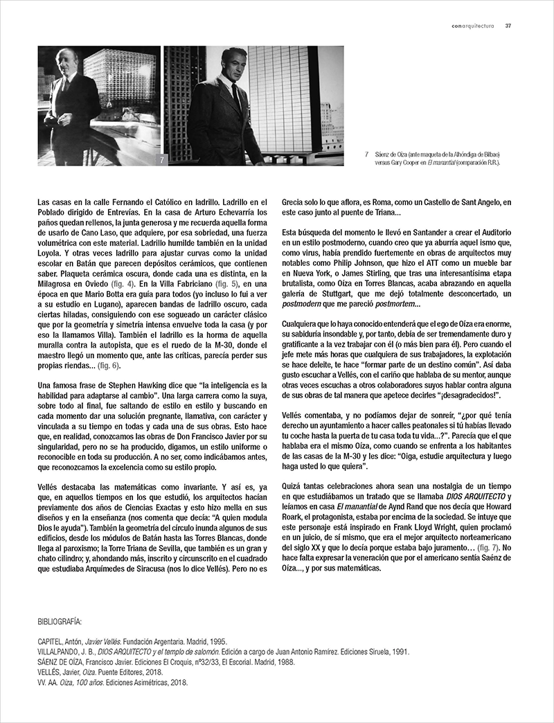 Otra página del artículo publicado en conarquitectura sobre la conferencia de Javier Vellés sobre Oíza